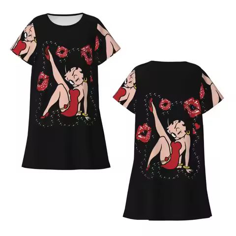 Custom Mrs Boop Thing Crew Betty And Her Dog Short Sleeves Nightdress For Sleeping Sleepshirts Women