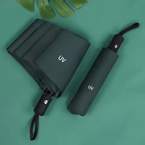 Automatic Umbrella Thickened Black Rubber Sun Umbrella Sunscreen Umbrella Outdoor Lightweight Travel