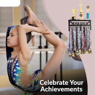 VVA MALL-Never Give Up Medal Hanger Display with Shelf - Easy Install Carbon Steel Trophy and Medal