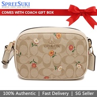 Coach Handbag In Gift Box Crossbody Bag Mini Jamie Camera Bag In Signature Canvas With Nostalg Light Khaki # CH475