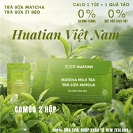 [COMBO 2 BOXES] HUATIAN Matcha Flavored Milk Tea Convenient Zip Bag, Low Kcal Drinks, 140g (20gx7 ba