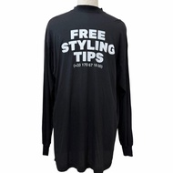 狀況極佳 □ BALENCIAGA 23SS 739027 TOVG2 男女通用 Free Styling Tips Tee，做舊處理，輕薄，長袖 T 卹，黑色，1 碼，正品，男士。