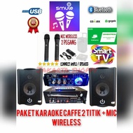 PAKET KARAOKE SET CRIMSON AMPLI MINI KARAOKE SMART TV MIC WIRELESS