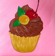 紙杯蛋糕原創丙烯畫紙杯蛋糕藝術