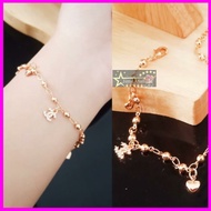 COD - Gelang titanium lapis emas bola kristal berlian xuping / Gelang xuping rantai kepang wanita go