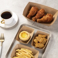 50pcs Heavy-Duty Kraft Paper Snack Boat Box - Oil-Proof Open Tray for BBQ Wings Potato Chips