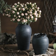 Handmade Stoneware Pottery Pot Vintage Vase Flower Pot Succulent Flower Pot Holder Dried Flower Hydroponic Living Room D