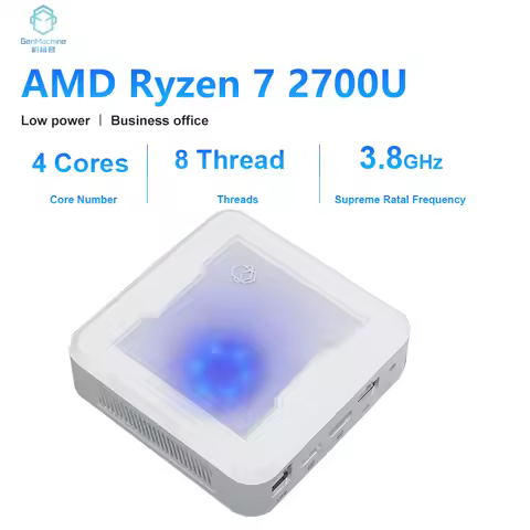 Gemachine New Mini PC Lighte AMD Ryzen7 2700U 2.2GHz-3.8GHz 4Cores 8Thread CPU Desktop Computer Win1
