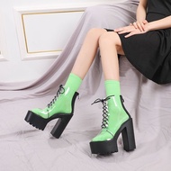 Stage Bar Collar Dance Shoes Female Performance Transparent Thick Heel Waterproof Platform Thick-Soled Ultra-High Heel Dance Short Boots 14CM