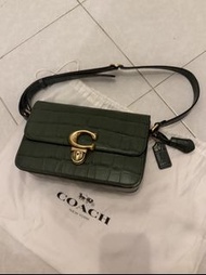 Coach Studio Shoulder Bag in Green Crocodile Leather