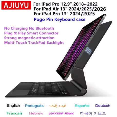 Pogo Pin Magic Keyboard for iPad Pro 12.9 3rd 4th 5th 6th Generatio Case for iPad Air 13 M4 M3 M2 Pr