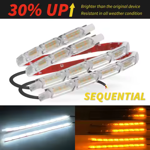 1pair Bright Flexible DRL LED Strip Daylight Turn Signal White Yellow Sequential LED Daytime Running
