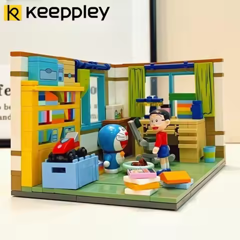 Keeppley Doraemon Series Building Blocks Cement Pipes Time Machine Puzzle Toys Crayons Holiday Gift 