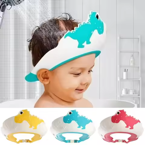 Kids Shampoo Cap Baby Bath Shower Cap Cartoon Bath Visor Infant Hair Shield Ear Protection Waterproo