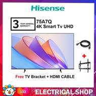 Hisense 75 4K UHD Smart TV A7Q Series 75A7Q Television (Free TV Bracket and HDMI Cable)