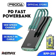 REMAX Powerbank 10000mAh Powerbank Fast Charging Powerbank PD Powerbank Remax RPP-218 20W Powerbank With Cable Powerbank