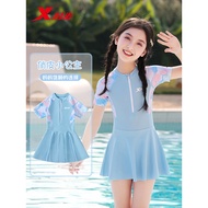 XTEP Children's Swimming Suit Girls' Middle and Big Children ' 2023 Summer New One Piece Professional Girls' Swimming Suit Sunscreen Cover Equipment