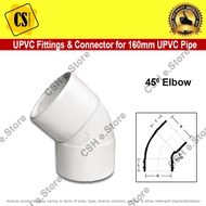 UPVC Fitting Connector Sambungan Paip Putih 160mm Elbow 45 Elbow Tee Socket End Cap Bush Reducer Soc