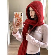 LINH TUXEDO - HOOD WOMAN HAT WITH SCARF - KOREAN STYLE THICK WARM WOMEN'S WOMAN HAT