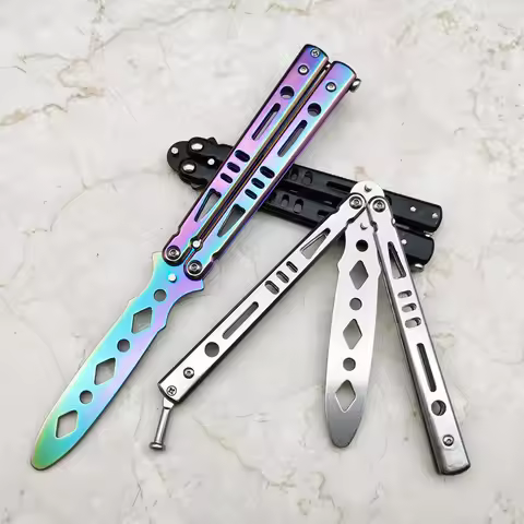 Foldable Butterfly Knife Portable Transformable CSGO Blunt Balisong Pocket Trainer Survival Knife Tr