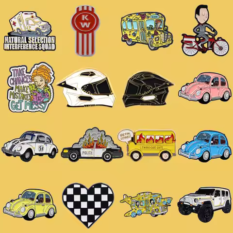 Balls Enamel Pins Racing Helmet Brooches for Women Men Lapel Pin Retro Car Badges Gifts Fashion Jewe