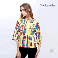 เสื้อผู้หญิง Guy Laroche Blouse เสื้อเบลาส์ ผ้าคอตตอน ทรงหลวม แขนกว้าง ลายพิมพ์ Graphic Chic (GZ1LYE)