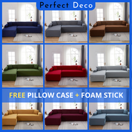 Perfect Deco    1/2/3/4 seater , L-Shape Sofa Cover Elastic Sofa Cover Plain Color 1/2/3/4Seater L-Shaped Sarung Sofa Warna Tunggal Cushion Sarung kusyen