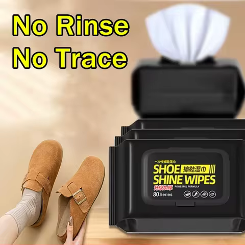Portable No-Rinse Shoe Cleaning Wipes Disposable Powerful Sneaker Stain Removal Quick Wet Cloths for