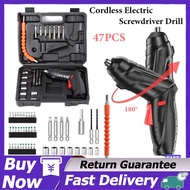 47pcs Rechargeable Cordless Electric Screwdriver Drill Kit Screwdriver with LED Light