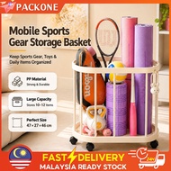 PACKONE Movable Sports Equipment Storage Basket,Durable Plastic,white