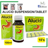 Alucid 10's or Alucid Suspension 100ml (Ubat Kunyah Gas Angin Perut Kembung Sakit Gastrik)
