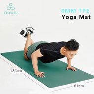 FUYOGI Authentic TPE Non Slip Yoga Mat 8mm with Yoga Bag &amp; Strap Pilates Exercise Mat