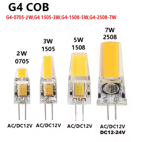 5PCS G4 led lamp lampada AC DC 12v 24V 0705 1505 1508 2508 7W cob led light replace Halogen Chandeli