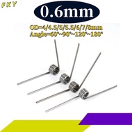 sus304 d0.6mm OD4/4.5/5/5.5/6/7/8mm V-shaped spiral torsion spring angle 60/90/120/180 degrees【FKY-C