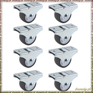 [S D K G] 8PCS TPE Caster Wheels Duty Fixed Casters with Rigid Non-Swivel Base Ball Bearing Trolley 