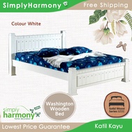 Washington Queen Size Solid Wood Bed / Katil Kayu / Wooden Pull Out / Solid Wooden Bed / Queen Size Bed / SW Harmony