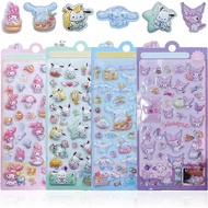 3D Puffy Stickers Set (4 Sheets) | Cute Raised Stickers | Kawaii Reward Stickers for Planner, Diary 