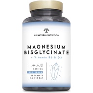 Magnesium Bisglycinate 2250mg 450mg Elemental Magnesium D3 + B6 (sehingga 5 Bulan) 150 Tablet Boleh 