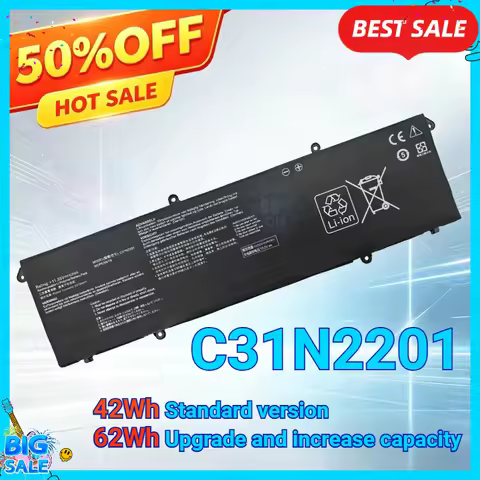 New C31N2201 42Wh 62Wh High Capacity Laptop Battery for Asus VivobookGo15 E1504G ADOL14V MT7902 0B20