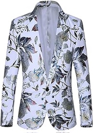 XYLFF Men Suit for Wedding Printed Blazers Wear Plus Size Slim Fit Mens Floral Blazer Jacket Fashion (Color : A, Size : 5X-Lcode)