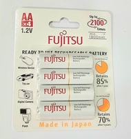 ถ่านชาร์จ Fujitsu 1.2V AA 1900 mAh 4pcs และ AAA 750 mAh แพค สีขาว 4 ก้อน ของแท้ (เคลมศูนย์ได้)