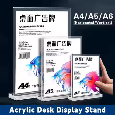 Multifunctional A4/A5/A6 Desk Display Stand Double Side Clear Transparent Menu Stand Holder Acrylic 