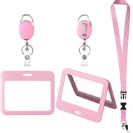 Lanyard Neck Strap Retractable Buckle Double-Sided Transparent Work Badge Holder Employee Badge ID C