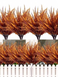 12 piezas de plantas de follaje de otoño artificial, arbustos falsos de helecho de Boston con resistencia a los rayos UV para decoración de interiores, hogar y jardín