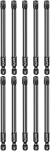 HARFINGTON 10pcs T40 Torx Screwdriver Bit 1/4" Hex Shank 100mm/4" Length S3 Steel Magnetic Tamper Pr