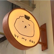 Customized Light Box Wood Grain Light Box Customized Round Light Box Side Hanging Double-Sided Round