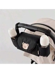 嬰兒手推車掛袋卡通熊與松鼠圖案收納袋,兒童車籃懸掛袋