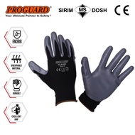15 Gauge Snug Fit Black Nylon Shell Grey Nitrile Coated Glove Hand Protection General Work PG-N1501 