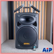 BIK USK15V ตู้ลำโพง15นิ้ว มีขยาย ไมค์ลอย2ตัว รับสัญญาณบลูทูส ชาร์จแบตได้ USK 15 V USK-15V ตู้ลำโพงอเ