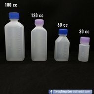 ขวดพลาสติก ขวดยาน้ำ ขวดใส่สารเคมี ขวดวัดปริมาณ 120cc180cc (แพคละ20ขวด)
